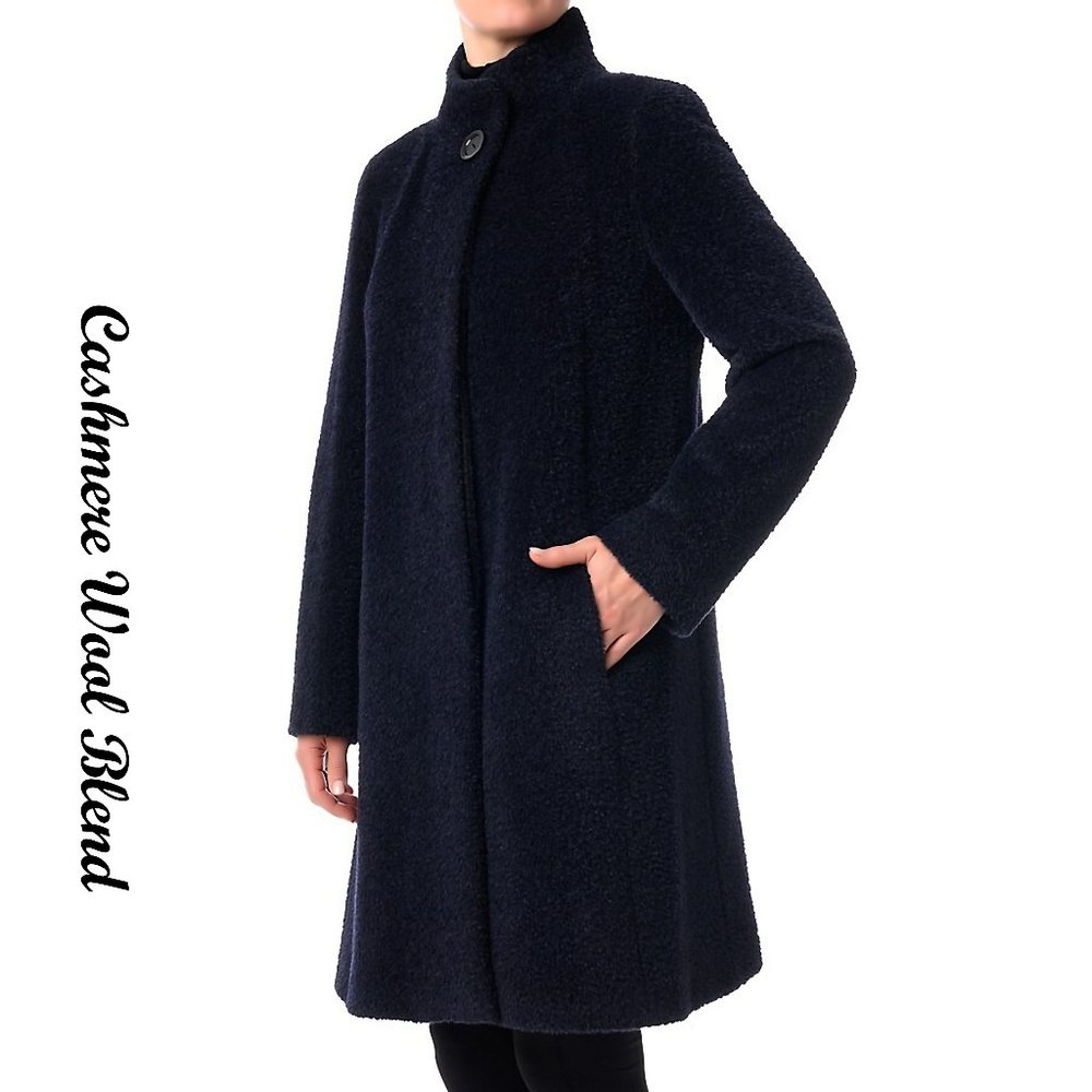 Vintage Liz Claiborne Cashmere Wool Flared Black Coat, Sz4 Oversized Look